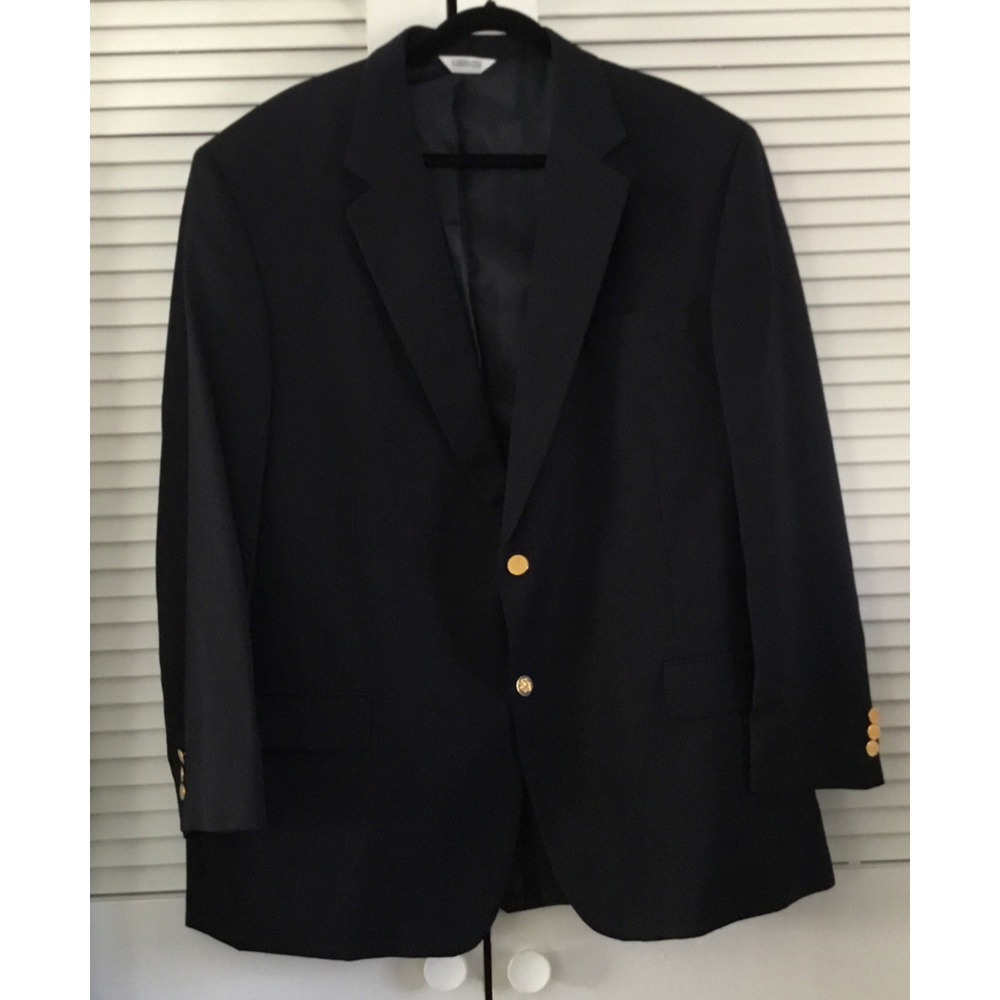 Joseph & Feiss Jacket Navy Blue Gold Buttons Sport Coat Blazer 48R